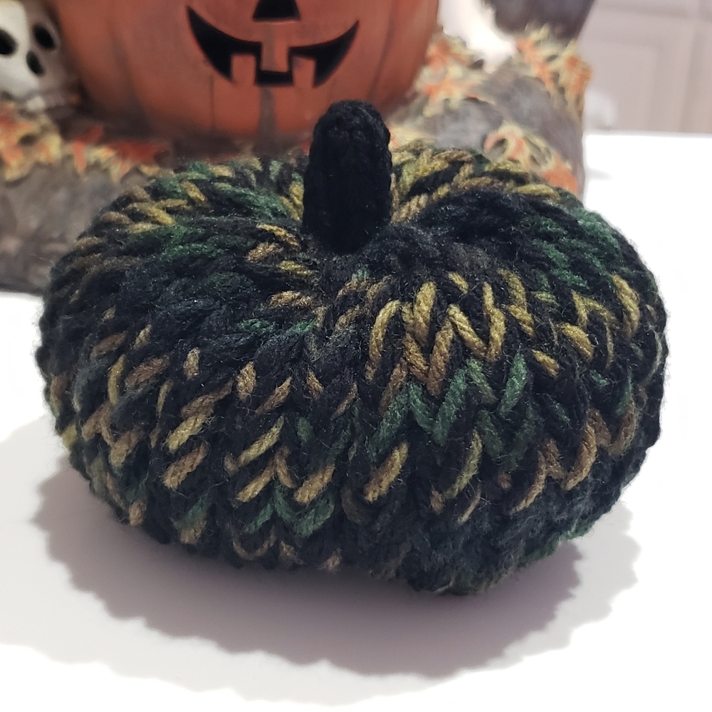 Handmade Knit Camo Pumpkins